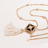 18k Rose Gold Tassel Necklace with Diamonds