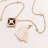 18k Rose Gold Tassel Necklace with Diamonds