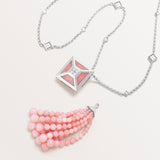 18k White Gold Tassel Necklace with Diamonds