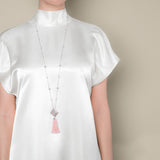 18k White Gold Tassel Necklace with Diamonds