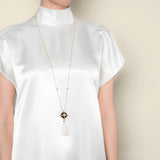 18k Rose Gold Tassel Necklace with Diamonds