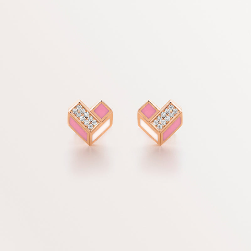 18k Gold Heart Earrings for Kids