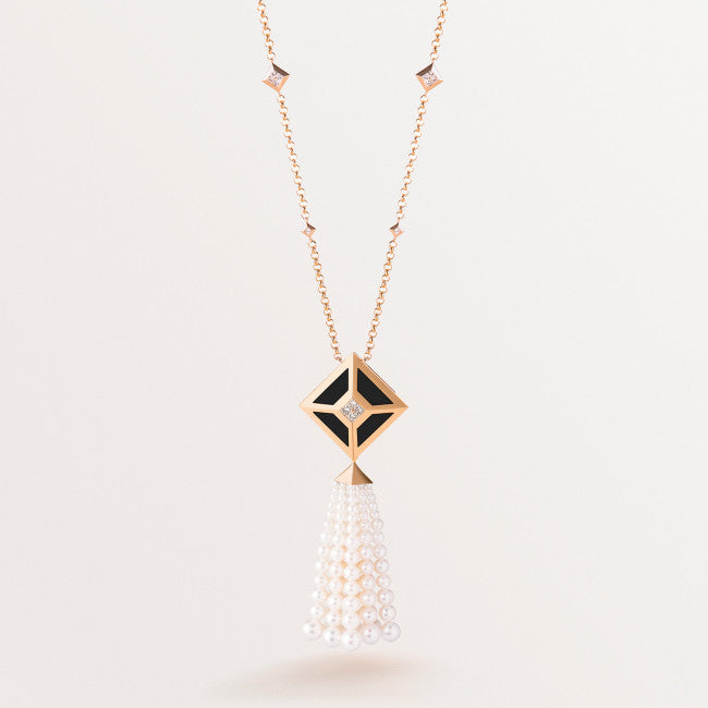 18k Rose Gold Tassel Necklace with Diamonds